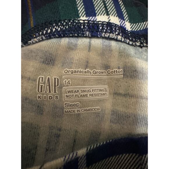 Gap Organic Cotton Blue Plaid L/S Pajama PJ Set Kids Size 14 - Picture 6 of 6